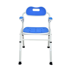 Chaise de douche pliante en alliage d'aluminium pour personnes âgées, avec accoudoirs, siège de bain antidérapant, support pour personnes âgées, utilisation dans la salle de bain - Product Image 1