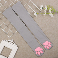 Chaussettes Bioserica Era 3D Patte de Chat, Coussinet en Silicone 3D, Chaussettes Cosplay Mignonnes Lolita JK Antidérapantes Longues
