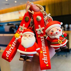 New Year 2023 Christmas <b>Cartoon</b> Santa Claus Keychain Soft Rubber Doll KeyRing Chain Bag Small Pendant Gift Keychain for Car Keys - Product Image 2