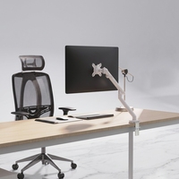 Soporte de Escritorio para Monitor Individual AUKI, Nuevo, Blanco, de Aleación de Acero, con Brazo Mecánico de Resorte, Altura Ajustable, para Pantallas de 32 Pulgadas, Carga de 10 kg