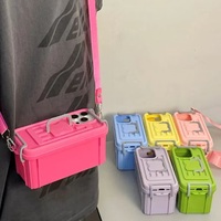 Couverture arrière mobile à la mode pour Iphone 16 15 14 Pro Max avec boîte de rangement de maquillage filles bandoulière lanière coque de téléphone accessoires