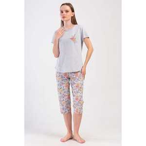 Traje de dormir capri ovalado de manga corta con cuello redondo para mujer - Product Image 4