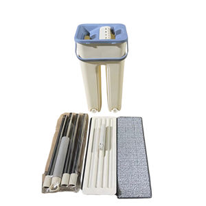 Cubo de fregona con sistema de centrifugado y fregona plana mágica, para uso en seco y húmedo, herramientas de limpieza para el hogar y la cocina, con paño de microfibra de repuesto - Product Image 4