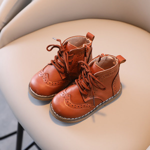 Botas de Combate para Niños y Niñas, Botines Impermeables con Cremallera y Cordones para Niños Pequeños, Botas de Cuero para Niños - Product Image 5