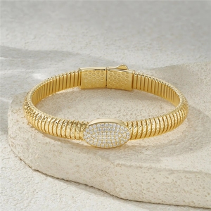Pulseira de Luxo Cravejada com Moissanite Oval, Banhada a Ouro 18K, Prata Esterlina 925, Corrente Flexível Tipo Cobra, para Mulheres e Homens - Product Image 5