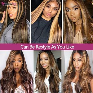 180% densité 360 cheveux vietnamiens bruts os perruques droites Ombre Blonde faits saillants couleur 13x6 vague profonde dentelle avant perruques de cheveux humains - Product Image 4