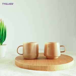 Vente <span class=keywords><strong>en</strong></span> gros, tasse à café 2025 <span class=keywords><strong>en</strong></span> verre borosilicaté rose opale opaque, tasse à thé et tasse à eau avec poignée - Product Image 6