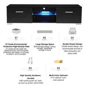 Mueble de <span class=keywords><strong>TV</strong></span> Moderno de Lujo Estilo Antiguo con Luz LED Negra de <span class=keywords><strong>75</strong></span> Pulgadas, Consola de Radio, Soporte <span class=keywords><strong>para</strong></span> Televisor de 65 Pulgadas - Product Image 4