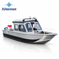 Bateau de pêche en aluminium robuste de 22 pieds, capacité 6 personnes, capacité améliorée 12 personnes, avec rampe et échelle, console debout, économie de carburant