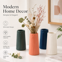 Vase en plastique mat gaufré COIZY, 4 couleurs, style nordique moderne, vase décoratif pour la décoration de table à la maison