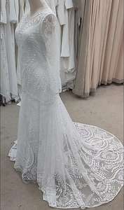 2022 personalizzare abito da sposa sirena mare manica lunga illusione Boho bohémien fuga abito da sposa sirena - Product Image 3