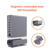 Station d'accueil USB-C 15-en-1 USB 3.0 Double HDTV 4K 7 ports USB 100W PD 3.5mm SD TF Hub Type-C 1000M pour Ordinateur Portable PC MacOS