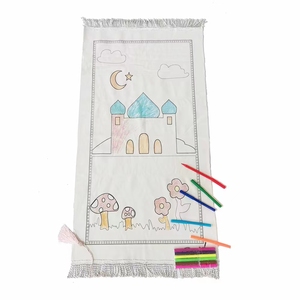 Tappetino da Preghiera Islamico Turco per Bambini, Tappeto Portatile da Colorare per Preghiera Musulmana - Product Image 1