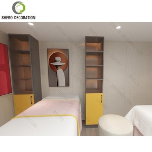 Comptoirs de présentation pour magasin de cosmétiques SHERO DECORATION, étagère jaune avec bande lumineuse LED, mobilier de présentation pour la vente au détail - Product Image 4