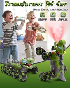 รถของเล่นไดโนเสาร์บังคับ2.4กิกะเฮิร์ตซ์รถ360 8WD แบบห<span class=keywords><strong>ม</strong></span>ุนได้รถสตั๊นต์พร้อ<span class=keywords><strong>ม</strong></span>สเปรย์และไฟ LED รถควบคุมระยะไกลแบบคู่สำหรับเด็ก - Product Image 6