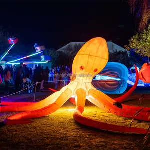 Estilo fofo decoração centro quadrado, adicionar balão de polvo inflável luz led para decoração do parque