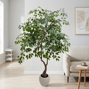 OH ARTS - Árbol Artificial de Ficus Benjamina, Ficus Lush Weeping en Maceta Redonda Moderna, Planta Artificial de Lujo para Decoración del Hogar, Oficina u Hotel - Product Image 3