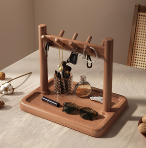 Rak Penyimpanan Multifungsi Portabel Bergaya Klasik dari Kayu untuk Aksesori Perhiasan dan Penyimpanan Kunci di Ruang Tamu. - Product Image 4