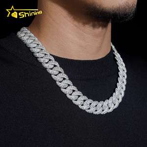 Chaîne cubaine de luxe en argent massif 925 de 18 mm avec moissanite VVS, testée au diamant, style hip-hop glacé - Product Image 5
