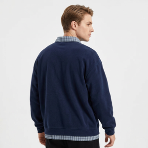 Chemise habillée en flanelle bleu marine pour homme avec motif à carreaux, col rabattu, manches longues, coupe classique, pour l'hiver - Product Image 2