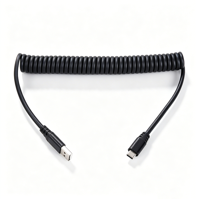 Custom USB-C Coiled Cable Low Profile Spring Spiral Type-C Cord 3A/5A Fast Charging 20W 60W 100W TPU Flexible Retractable Cable