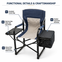 Chaise de camping pliable et rétractable avec logo personnalisable et table latérale pour le camping et les activités de plein air