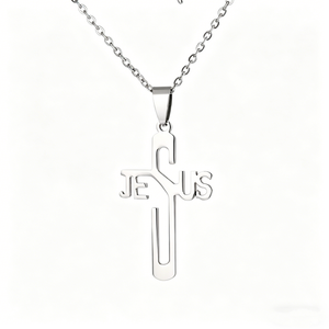 Collier pendentif YK en acier inoxydable, croix chrétienne, Jésus, foi, prière, église, baptême, déclaration religieuse - Product Image 5