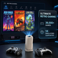 Projecteur de jeu U5 Android 14 WiFi 6 BT 5.2 200 ANSI avec décodage, 36000 jeux intégrés, manette sans fil, télécommande vocale, projecteur portable