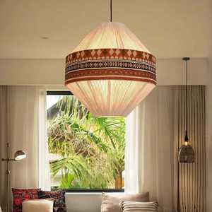 Lampe suspendue en tissu imprimé de style ethnique bohème d'Asie du Sud-Est pour maisons modèles, maisons d'hôtes, salons et chambres, Mad - Product Image 2