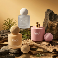 Botol Parfum Kaca Personalisasi 100ml dengan Tutup Bola Batu dan Badan Silinder
