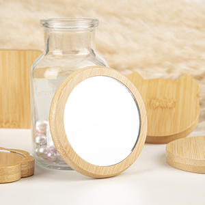 Bamboo Frame Round Compact <b>Mirror</b> Single Side <b>Lightweight</b> Portable Makeup <b>Mirror</b> for Daily Use Custom Logo Available - Product Image 1