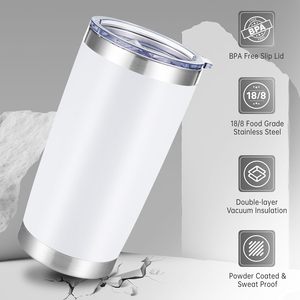 Gobelet isotherme en acier inoxydable de 20 oz (500 ml) avec couvercle, tasse de voyage pour boissons chaudes/froides - Cadeaux d'affaires, maintien thermique de 6 à 12 heures - Product Image 2