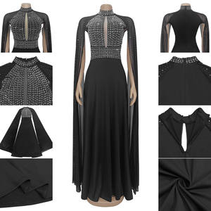 Vestidos de Noche Lujosos para Mujer, Vestidos de Fiesta con Pedrería, Manga Larga con Capa, Vestido Maxi para Fiesta, Vestidos Formales de Graduación para Mujer - Product Image 6