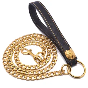 Bán Buôn Sang Trọng Matel Big Gold Leash Khai Thác Dog Chain