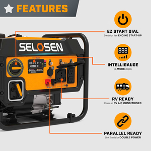 Generador de Gasolina de 224 cc, 13 h, 120 V, 12 V, Monofásico, 50 Hz, Potencia de 5.5 kW, 4 kW, con Enchufe Estándar Europeo y Americano HSAMZ-P - Product Image 2