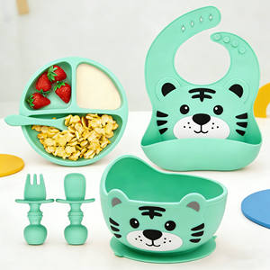 Juego de Vajilla de Silicona Ecológica para Bebés, Plato de Alimentación, Tazón, Vaso Antiderrames, <span class=keywords><strong>Cubiertos</strong></span> para Niños Pequeños, Venta al por Mayor - Product Image 5