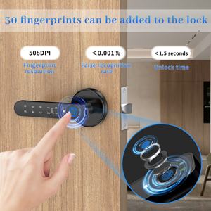 <span class=keywords><strong>Poignée</strong></span> <span class=keywords><strong>de</strong></span> <span class=keywords><strong>porte</strong></span> intelligente avec empreinte digitale et serrure électronique à <span class=keywords><strong>code</strong></span> avec clavier tactile, neuf options <span class=keywords><strong>de</strong></span> déverrouillage pour la maison, le bureau, l'appartement - Product Image 5