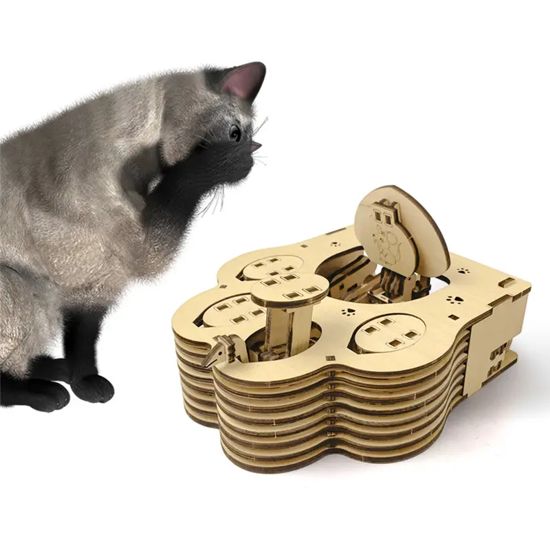 새로운 제품 아이디어 2023 새로운 아이디어 애완 동물 용품 대화 형 고양이 장난감 참신 항목 캐치 마우스 나무 퍼즐 장난감 키티 사냥