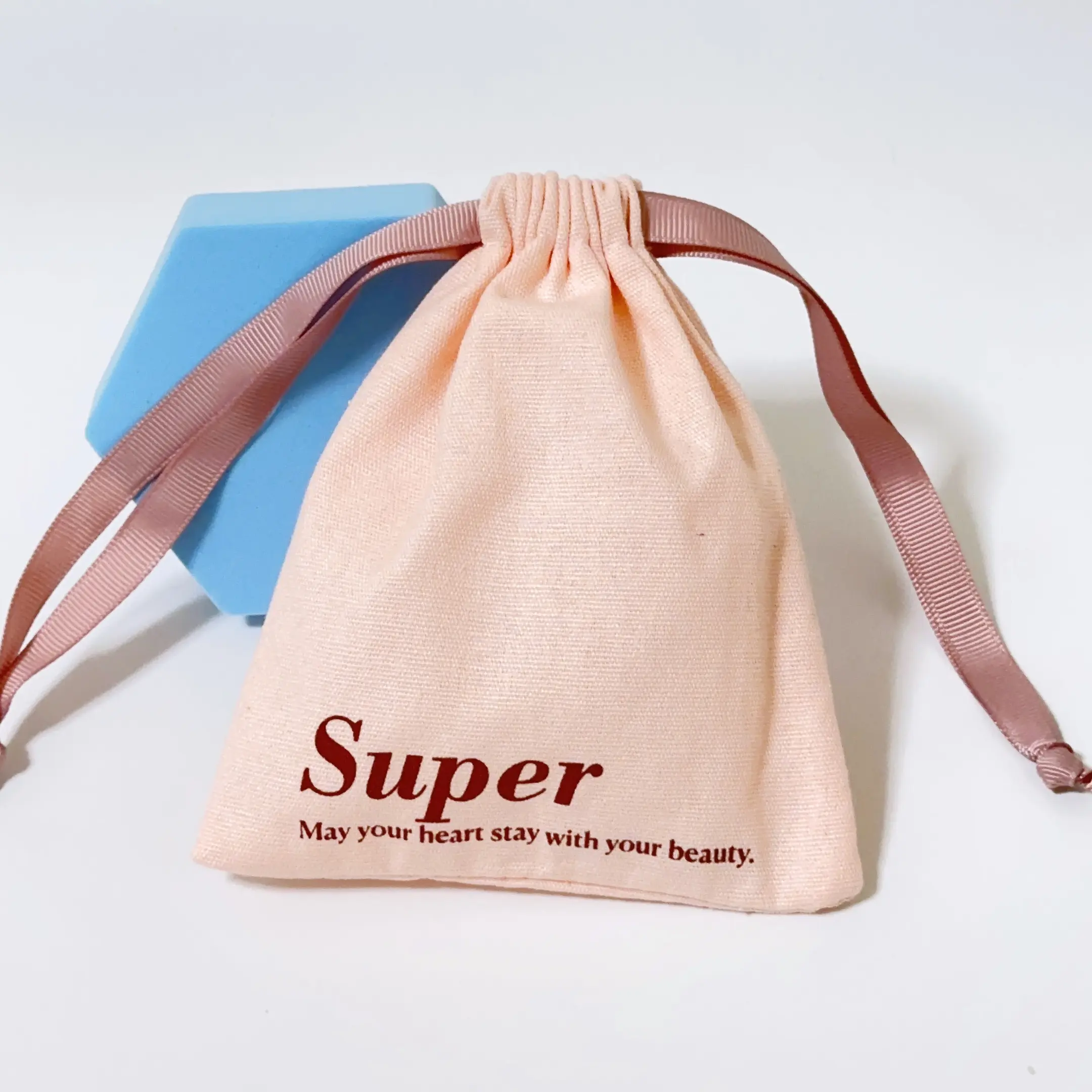 Promoción bolsa de algodón personalizada con logotipo impreso bolsa de algodón de lona Rosa orgánica bolsa con cordón para ropa embalaje a prueba de polvo