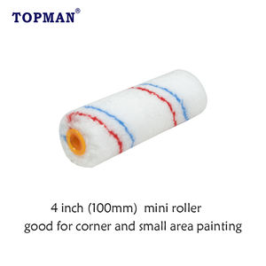TOPMAN 4 pouces brosse à <span class=keywords><strong>rouleau</strong></span> en microfibre de haute qualité meilleurs rouleaux de <span class=keywords><strong>peinture</strong></span> non pelucheux pour le nettoyage de la <span class=keywords><strong>peinture</strong></span> avec une bande blanche rouge bleue - Product Image 1