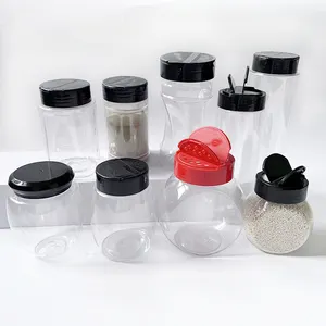 Benutzer definierte Kunststoff-Shaker-Flasche Pet Packing Shaker Kunststoff-Gewürz dosen/-behälter mit Klappdeckel