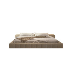 Nordic Style Modern Cream Metal Eco-Friendly Genuine Leather Upholstery Luxury Minimalist Floor-Standing Full XL <b>Double</b> Wedding - Product Image 2