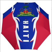 Parapluie automatique personnalisé avec carte du drapeau d'Haïti, protection UV, imperméable, parapluie de fierté haïtienne, résistant au vent, parapluie de voyage