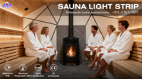 Bande LED SMD2835 WW+CW étanche IP68 pour sauna, 12V/24V DC, 10W, 120 puces/m, haute luminosité et flexible, sans points noirs.