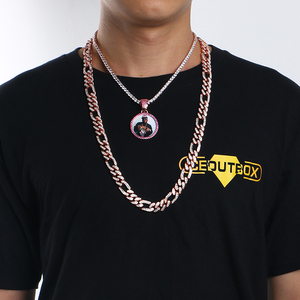 Collier pendentif médaillons mémoire <span class=keywords><strong>photo</strong></span> personnalisé 35mm laiton plaqué or AAAAA collier <span class=keywords><strong>photo</strong></span> glacé diamant CZ coloré - Product Image 5