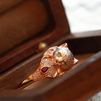 H & F Fabricant Véritable Rubis Diamant Naturel 18K 14K 9K Bagues En Or Véritable Forme De Chatte Fine Jewelry Luxe Personnaliser