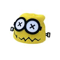 Gorro de lana tejido divertido y lindo con diseño de robot, en contraste de color, para mujer, estilo caricatura, cálido, para otoño/invierno, con protección para las orejas, para estudiantes.