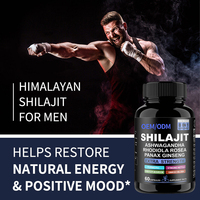 Capsules à base de plantes naturelles de Shilajit et d'Ashwagandha de l'Himalaya, personnalisables OEM/ODM avec logo, pour le soutien immunitaire des adultes, enrichies en minéraux et acide fulvique