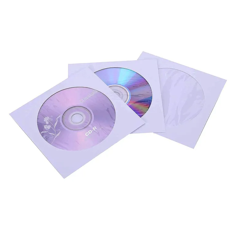 Enveloppes en papier kraft rond d'impression, couvertures de CD/DVD, porte-manches avec fenêtre, 50 pièces