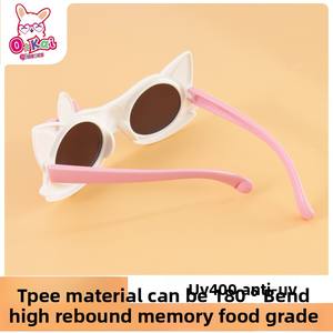 2025 nuovo simpatico cartone animato a forma di gatto occhiali <span class=keywords><strong>da</strong></span> <span class=keywords><strong>sole</strong></span> polarizzati per bambini protezione solare con Logo personalizzato su montatura PC e <span class=keywords><strong>lenti</strong></span> in Silicone - Product Image 4